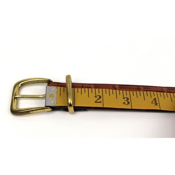 CROCO EMBOSSED BROWN GENUINE LEATHER 1 1/8"Wd CASUAL DRESS MEN'S BELT Sz 32 (R60 - Picture 8 of 12